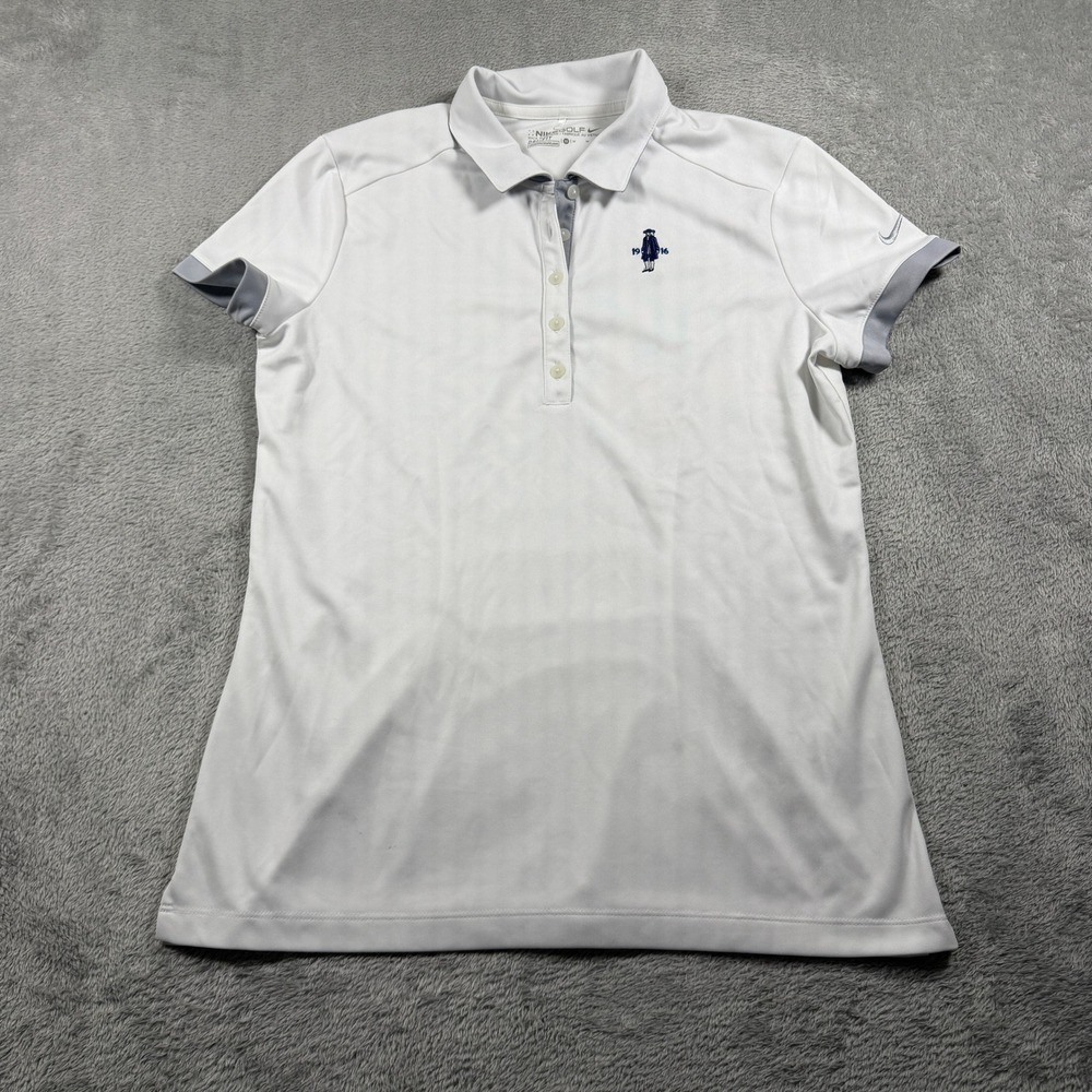 Nike Golf Polo Shirt Womens Medium White Quaker Ridge Dri-Fit Short Sleeve